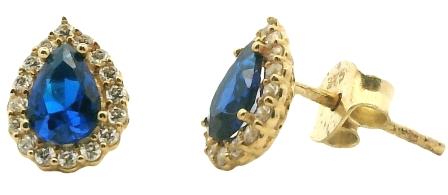 Regal 9ct Yellow Gold Created Ruby & CZ Hoop Earrings