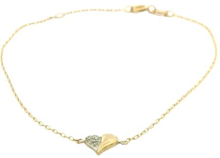 9ct Yellow Gold Cubic Zirconia Heart Bracelet