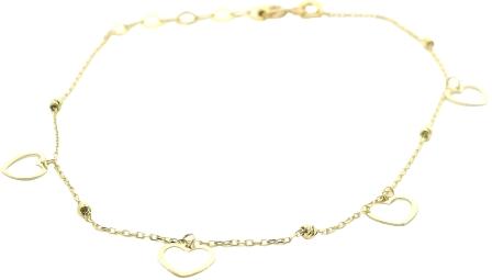 9ct Yellow Gold Open Heart Ball Chain Bracelet