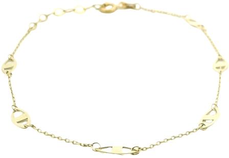 9ct Yellow Gold Rainbow Heart & Ball Curb Chain Bracelet