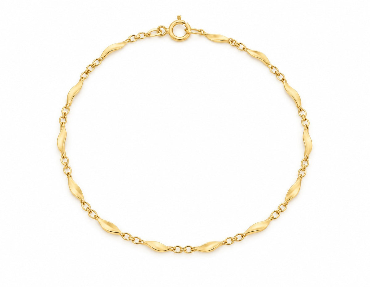 9ct Yellow Gold Fancy Link Bracelet 7.5 Inch