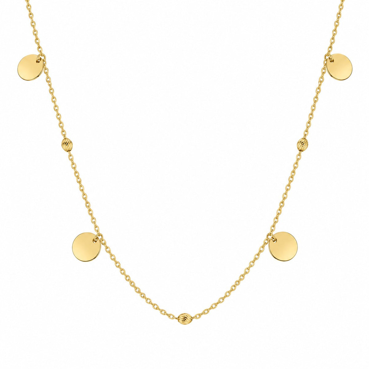 9ct Yellow Gold Disc and Ball Chain Necklace