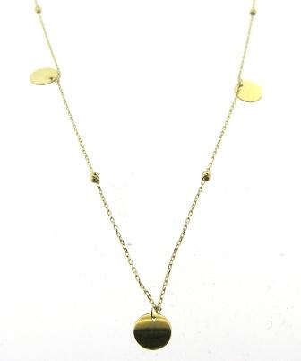 9ct Yellow Gold Disc and Ball Chain Necklace