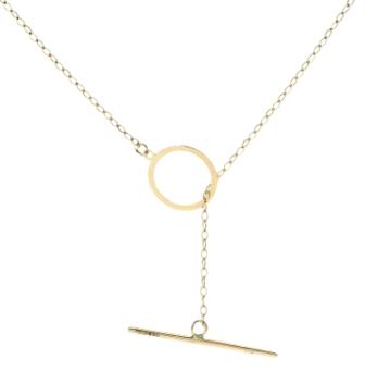 9ct Yellow Gold Lariat T-Bar Necklace