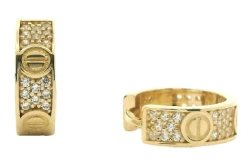 9ct Yellow Gold Hinged Diamond Hoop Earrings