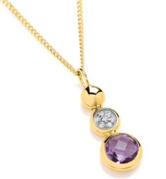 9ct Yellow Gold Amy & Diamond. Pendant