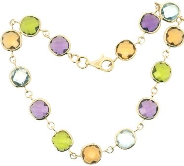 9ct Yellow Gold Cushion Shape Multi-Stone Bracelet