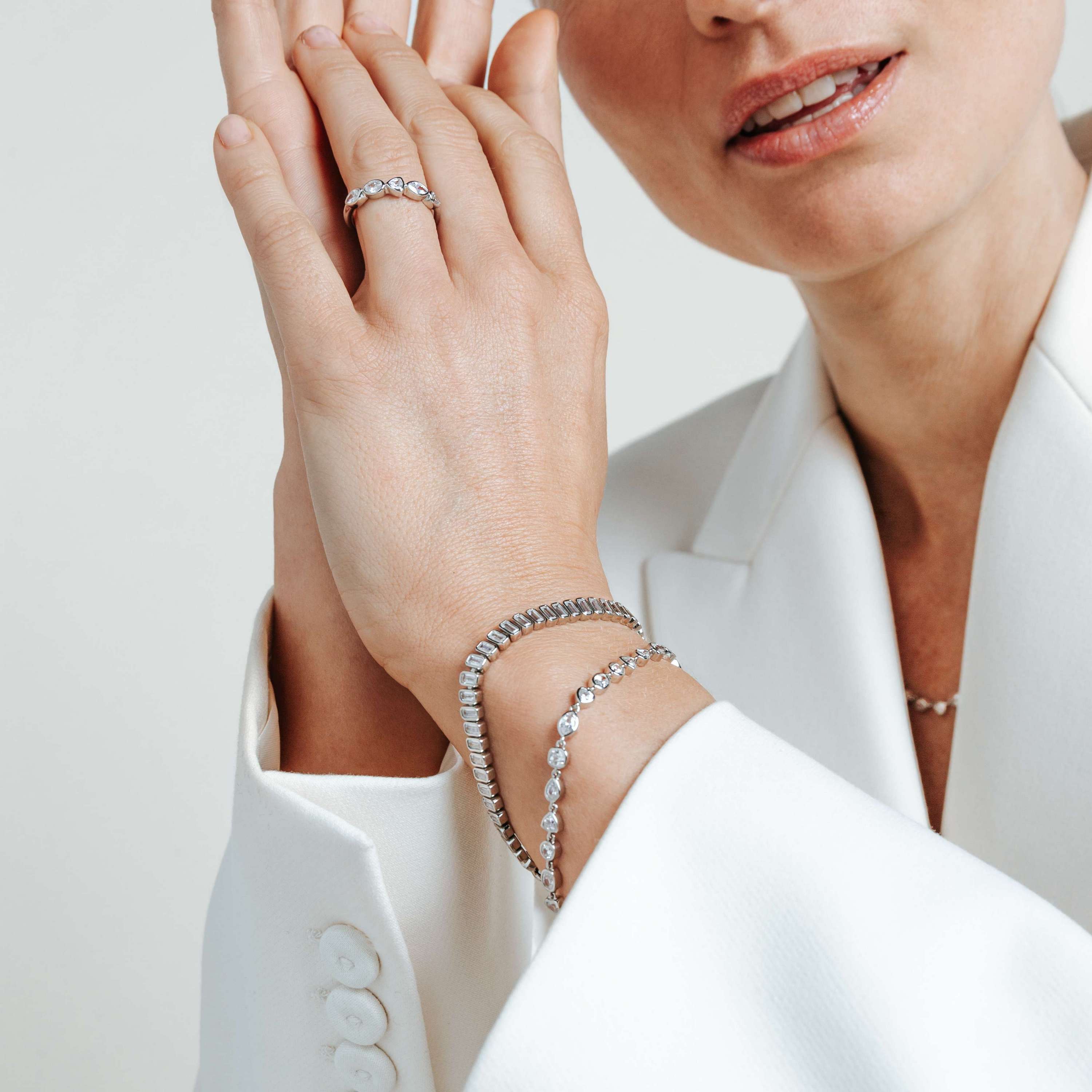 Ti Sento Sterling Silver Multi-Shape Cubic Zirconia Bracelet