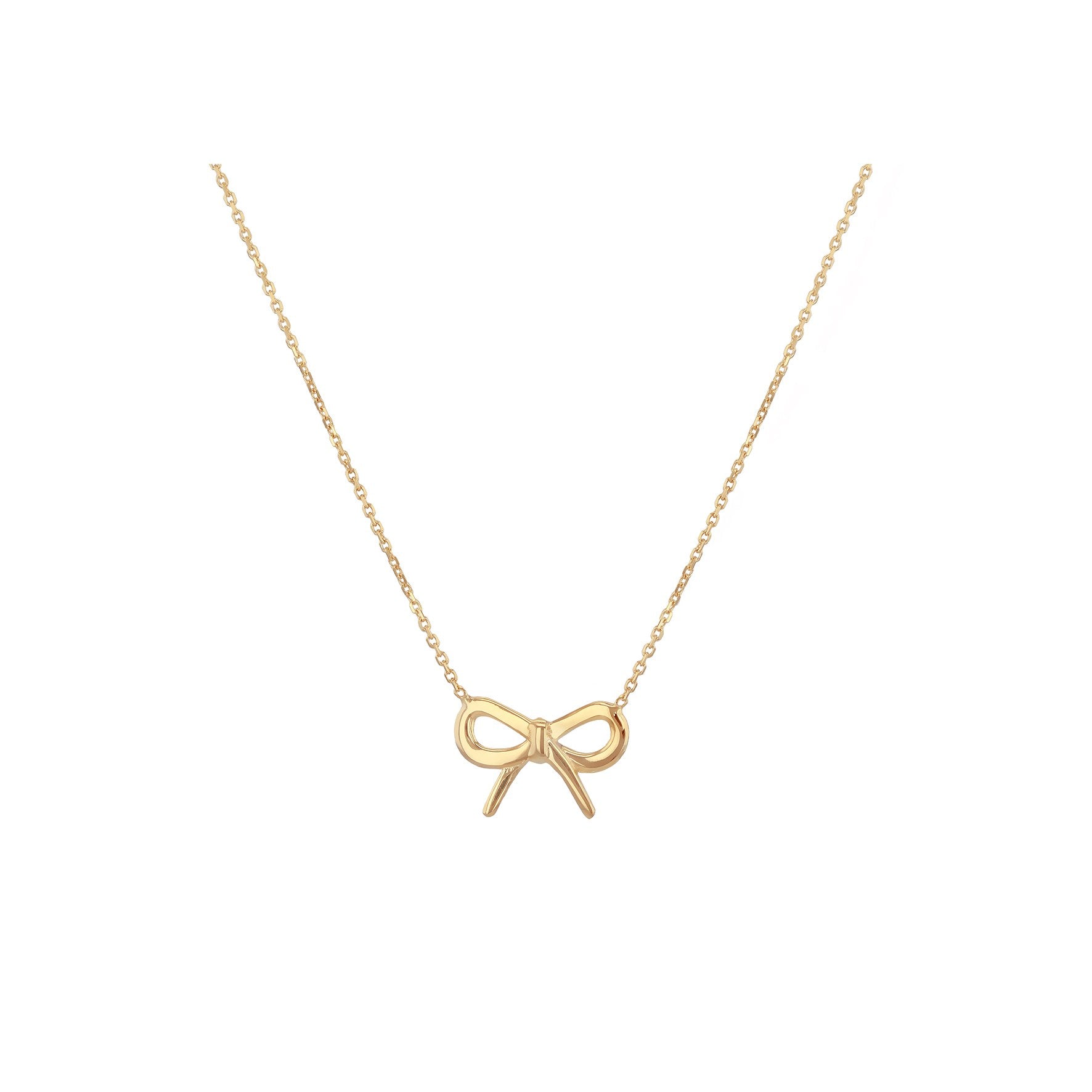 9ct Yellow Gold Bow Necklace 16-17'