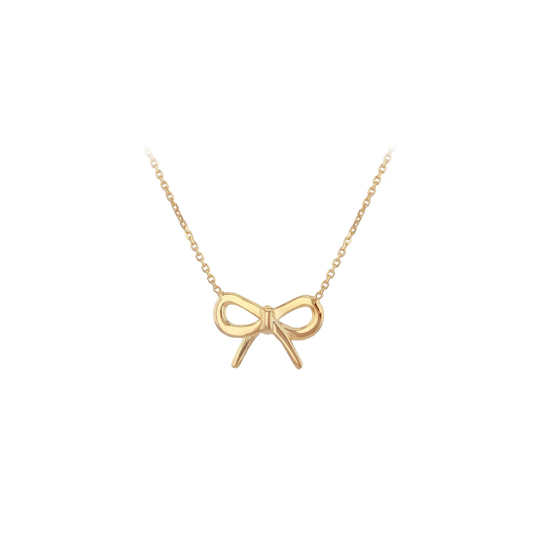 9ct Yellow Gold Bow Necklace 16-17'