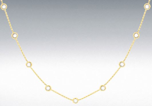 9ct Yellow Gold Cubic Zirconia Station Necklace