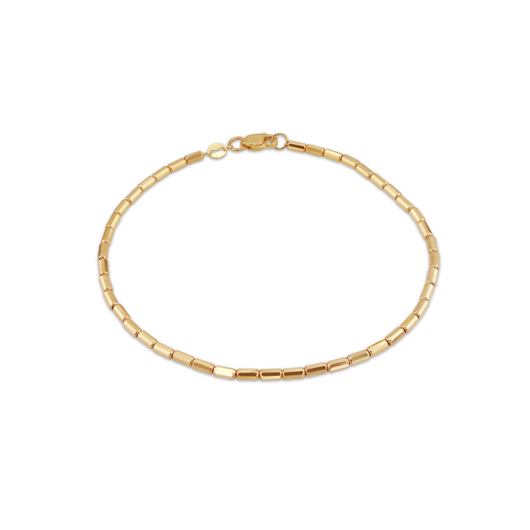 9ct Yellow Gold Mini Diamond Cut Bars Bracelet 7.5 Inch