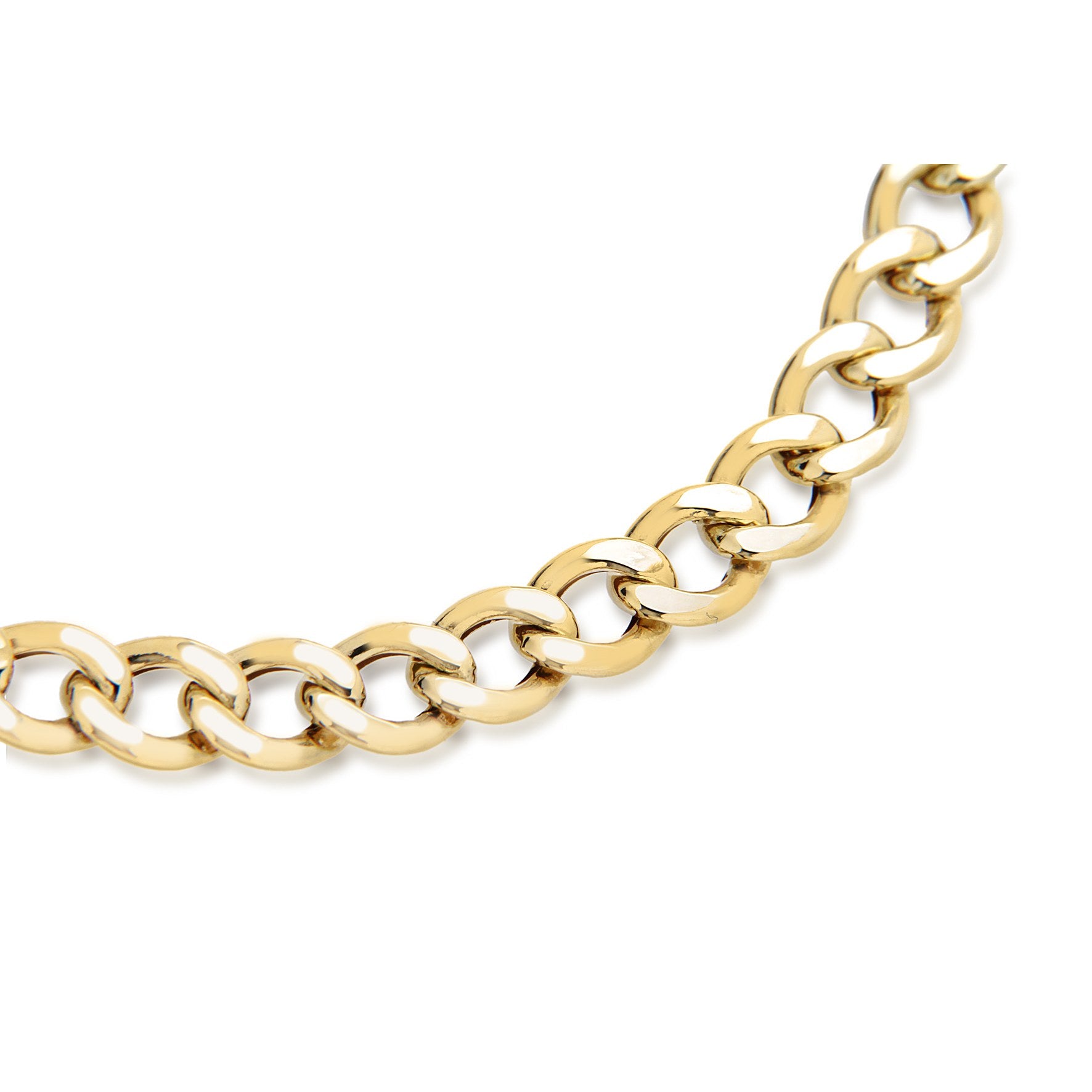 9ct Yellow Gold Hollow Oval Curb Bracelet 8'