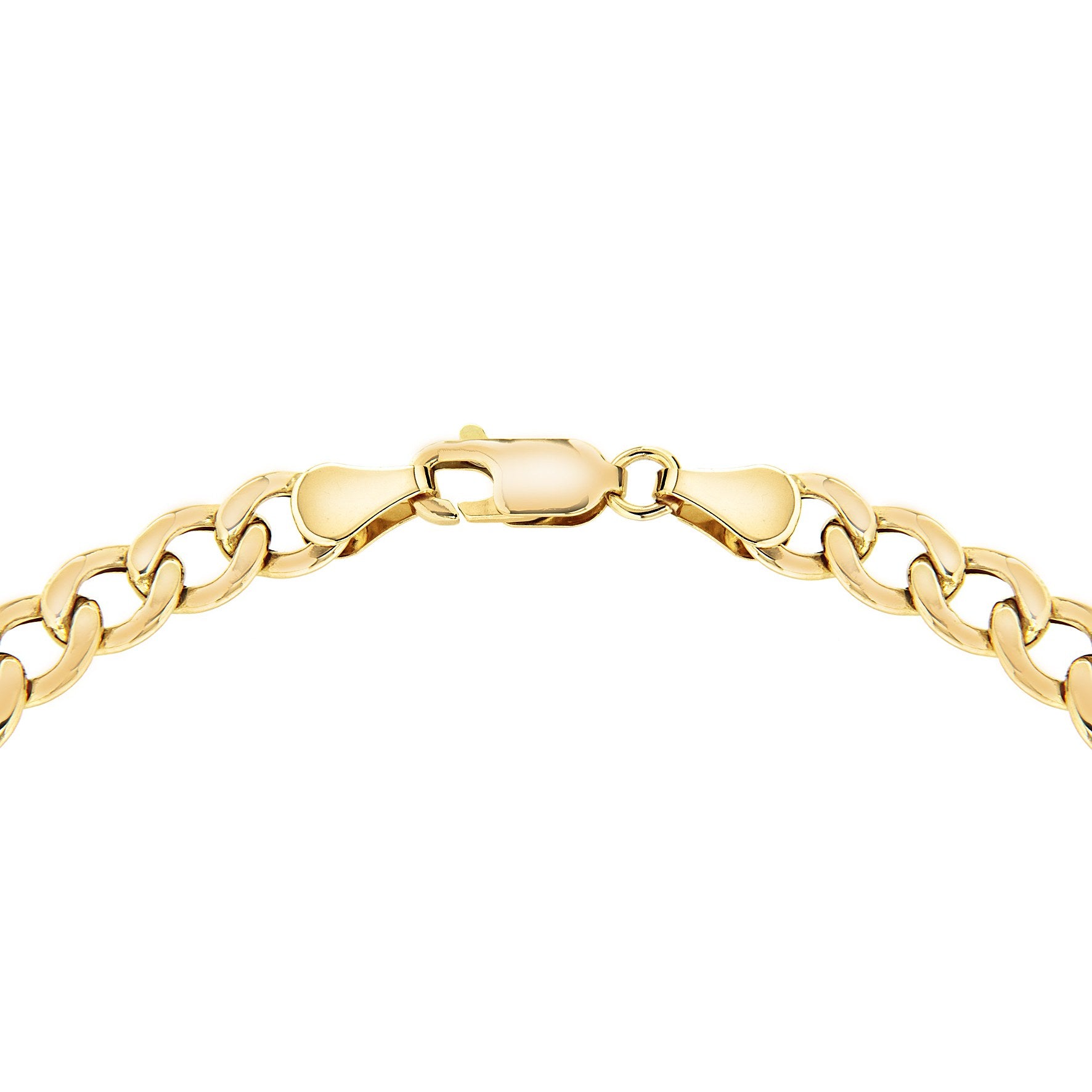 9ct Yellow Gold Hollow Oval Curb Bracelet 8'