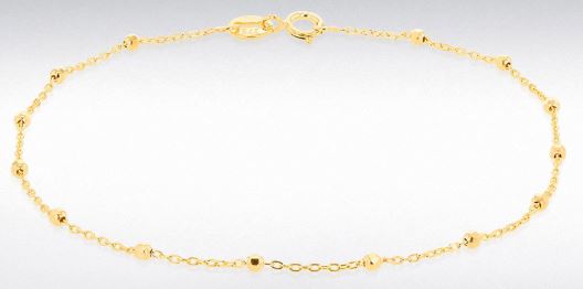 9ct Yellow Gold Diamond Cut Ball Trace Bracelet