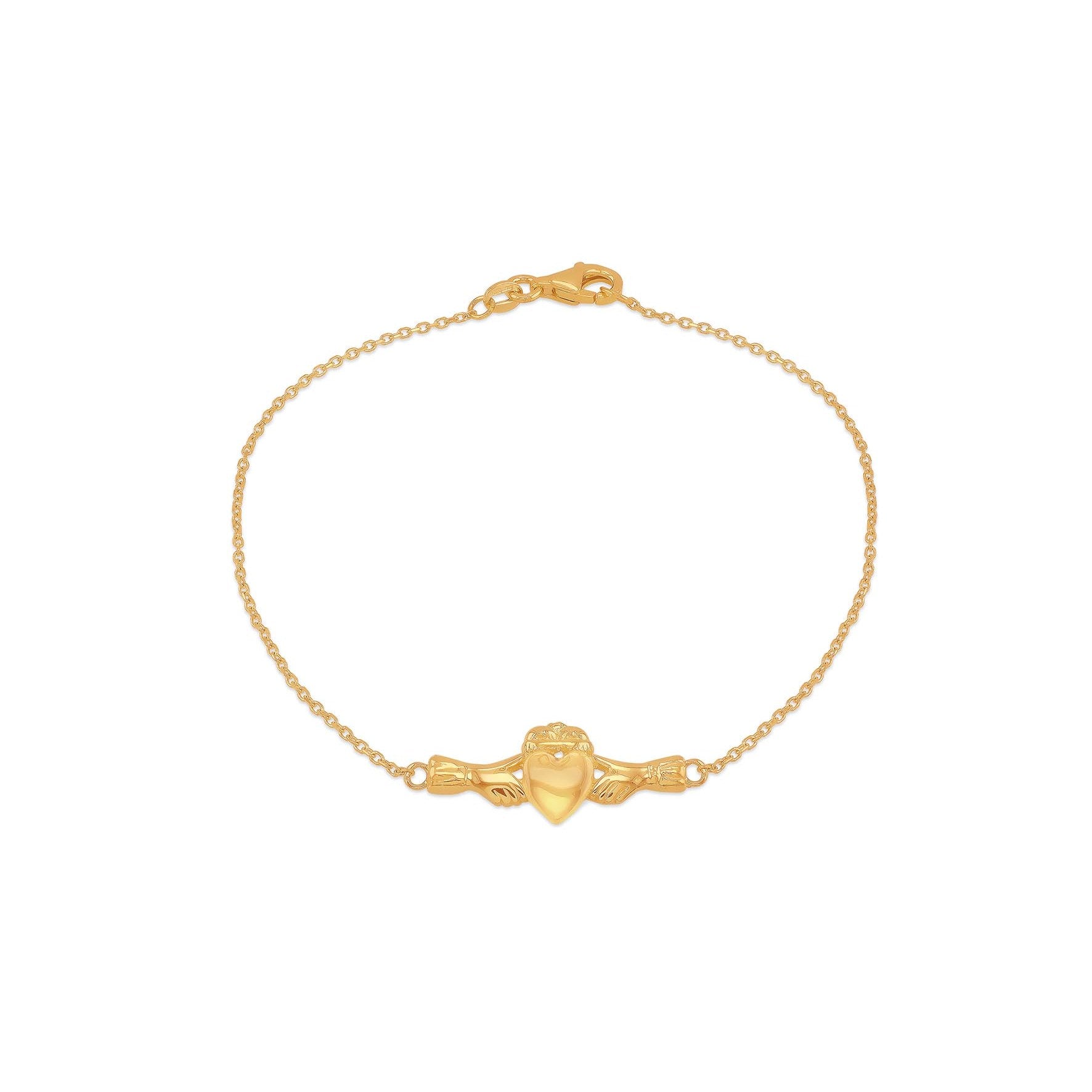 9ct Yellow Gold Claddagh Bracelet 7.5'