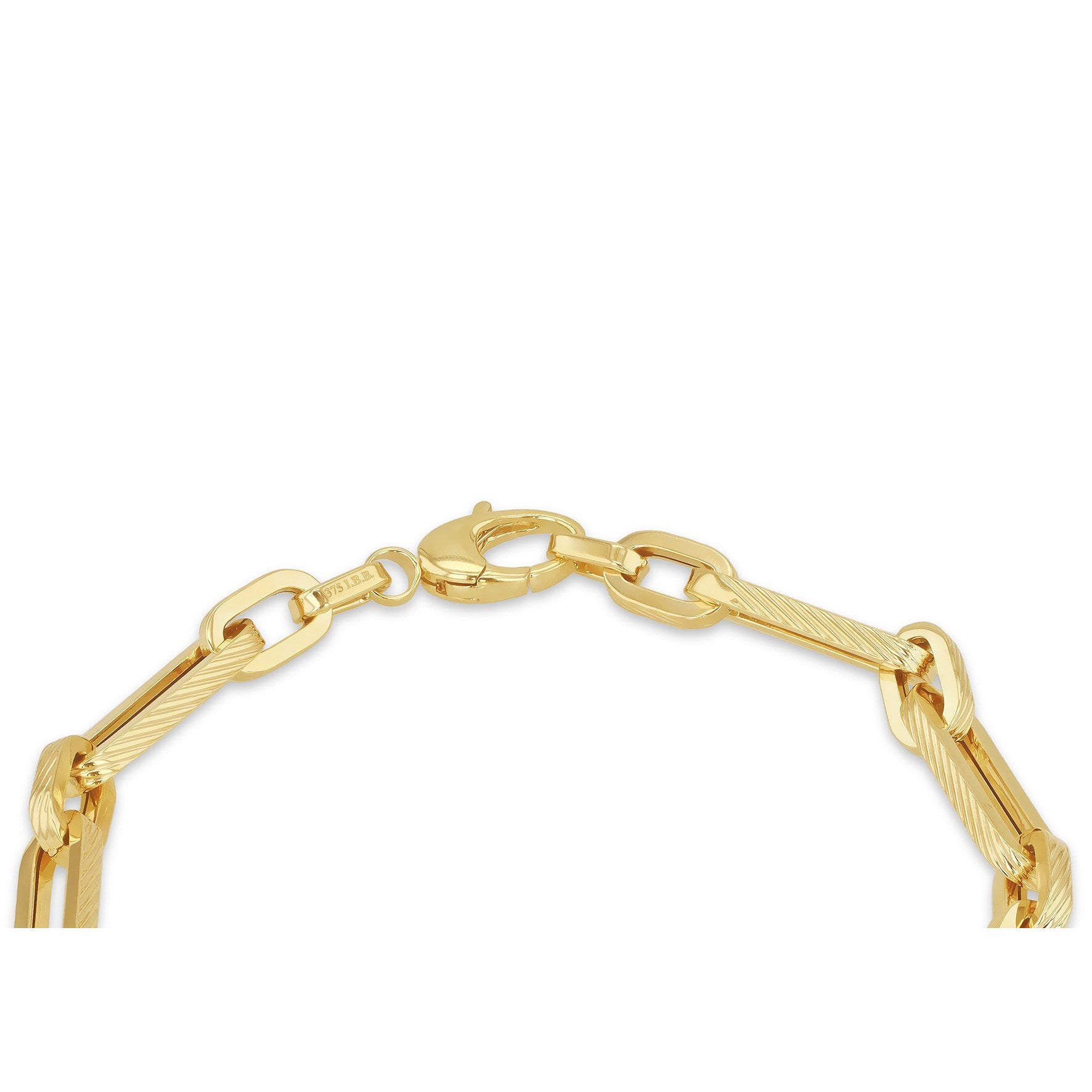 9ct Yellow Gold Diamond-Cut Square Figabelcher Bracelet 7.5'