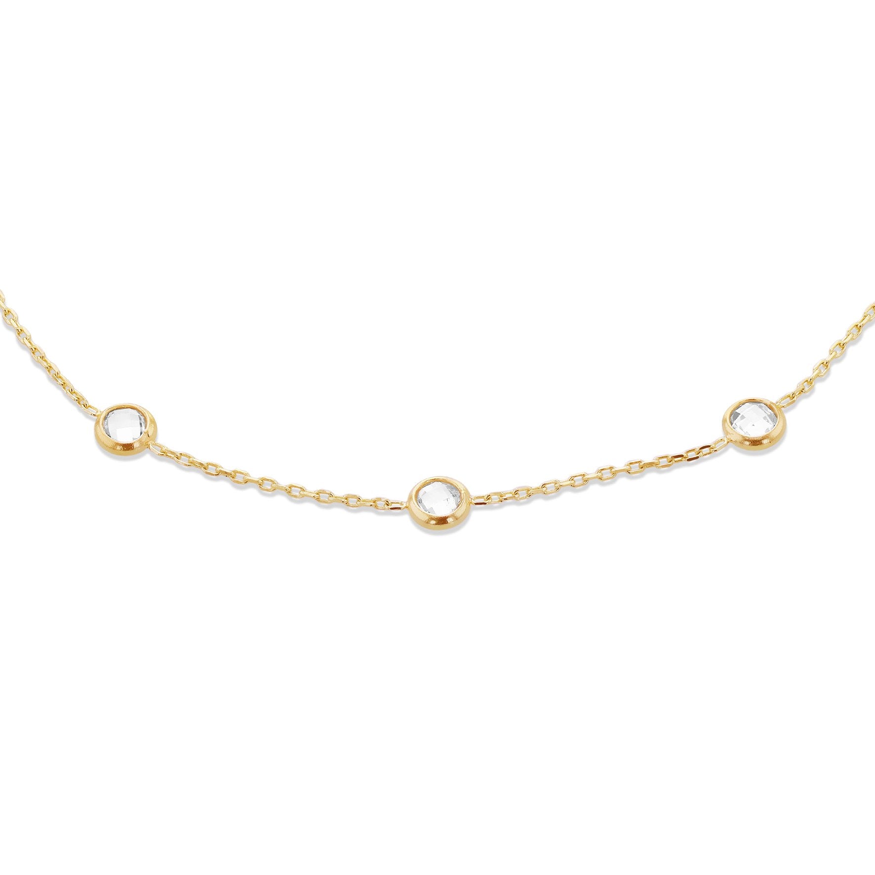 9ct Yellow Gold Cubic Zirconia Station Bracelet 7-7.5 Inch