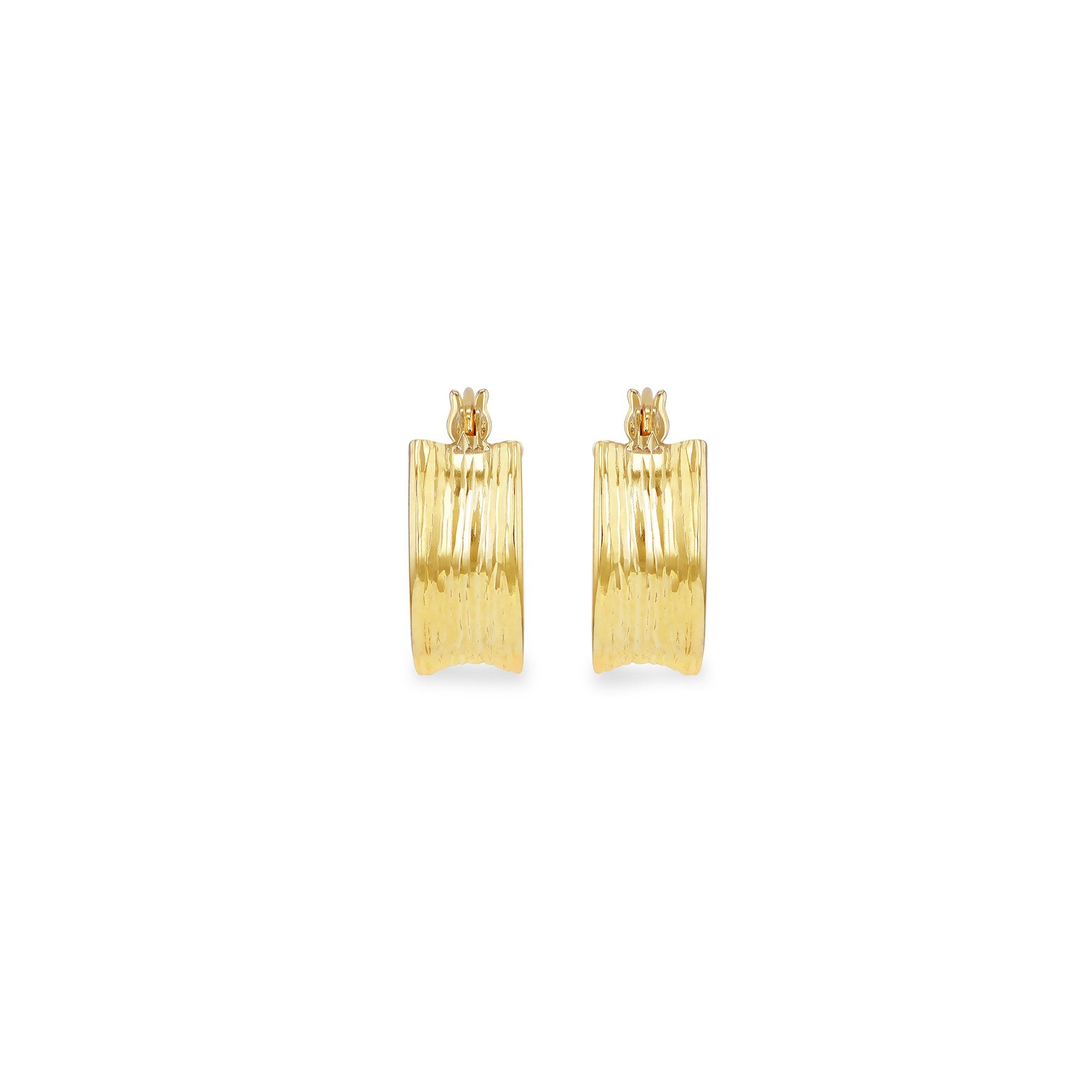 9ct Yellow Gold Diamond Cut Creole Hoop Earrings 14mm