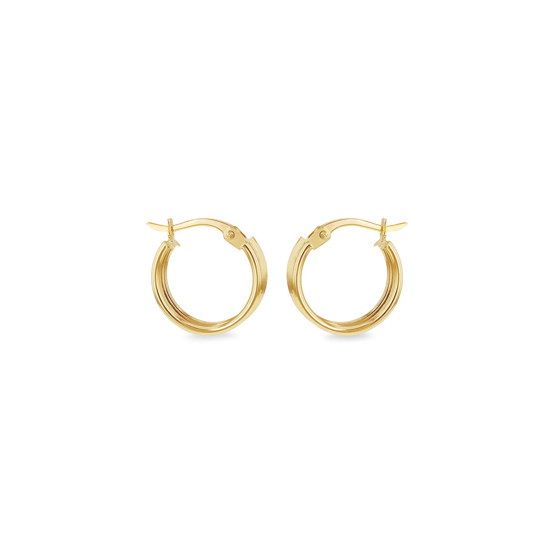 9ct Yellow Gold Diamond Cut Creole Hoop Earrings 14mm