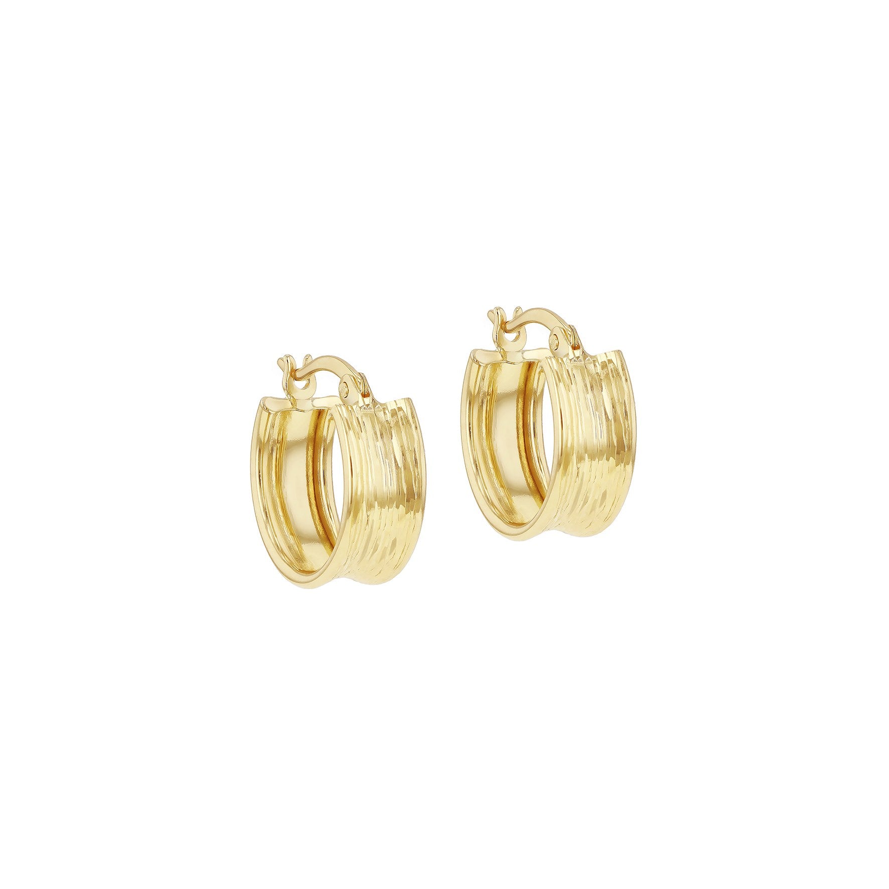 9ct Yellow Gold Diamond Cut Creole Hoop Earrings 14mm