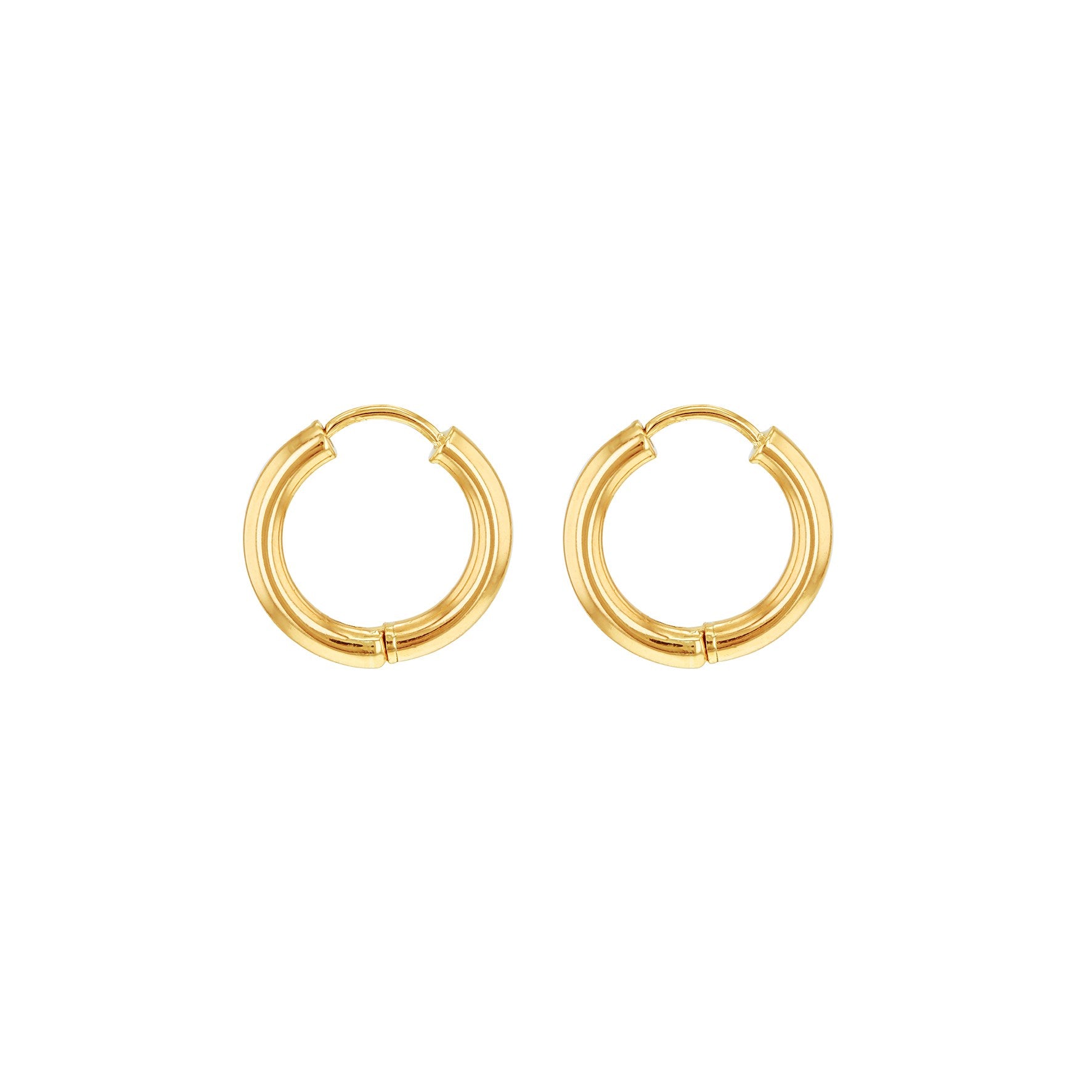 9ct Yellow Gold Tube Hoop Earrings 15mm