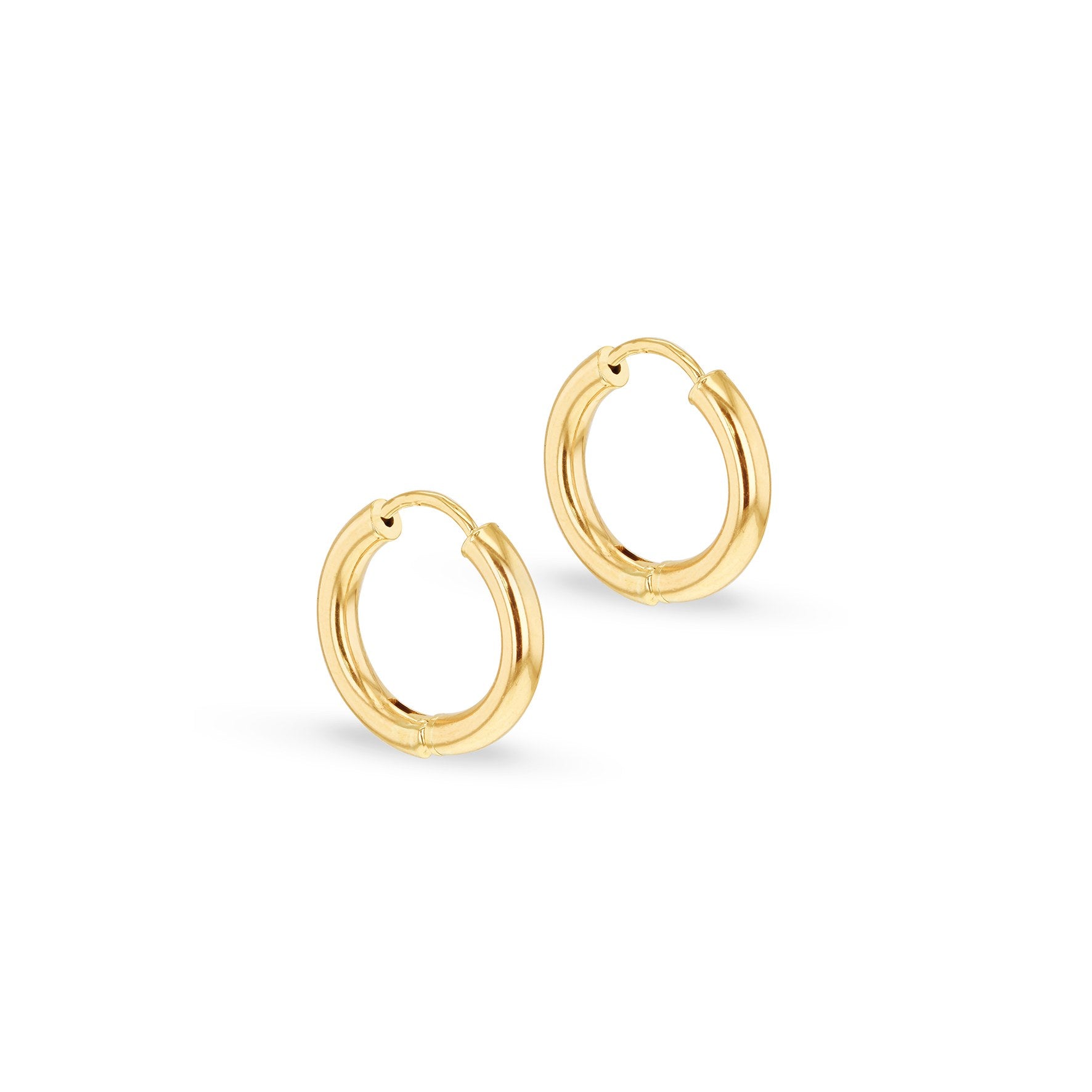 9ct Yellow Gold Tube Hoop Earrings 15mm