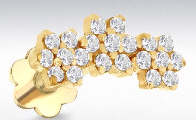 Elegant 9ct Yellow Gold Single Round & Marquise CZ Stud Earring