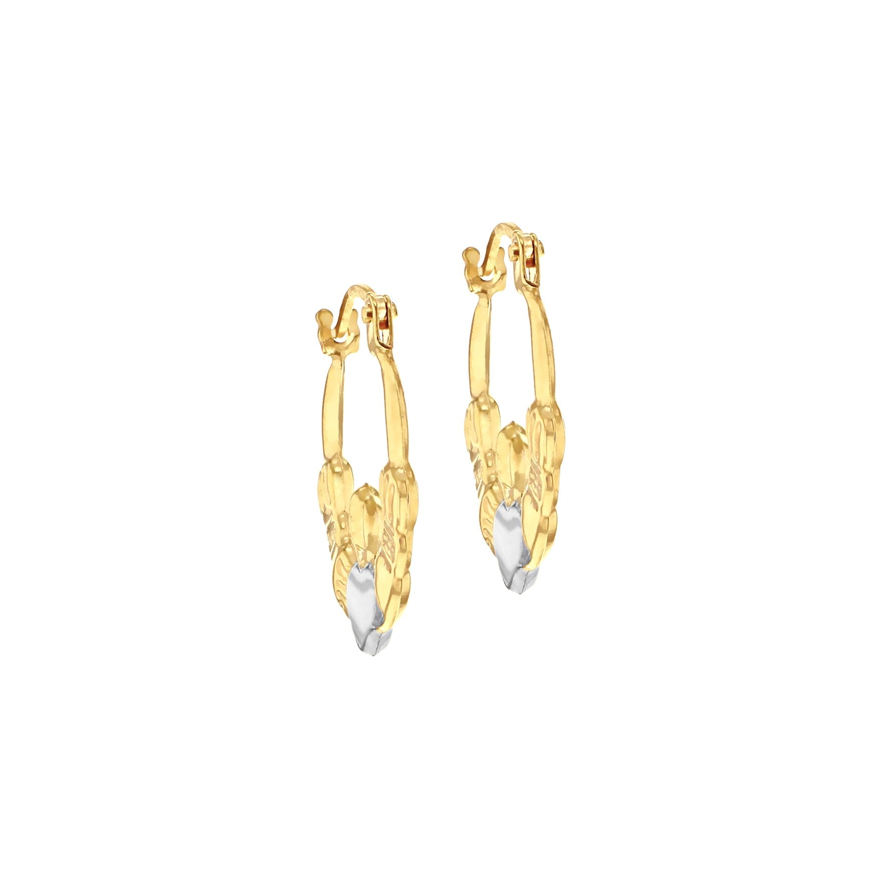9ct Yellow & White Gold Claddagh Creole Earrings 14x15mm