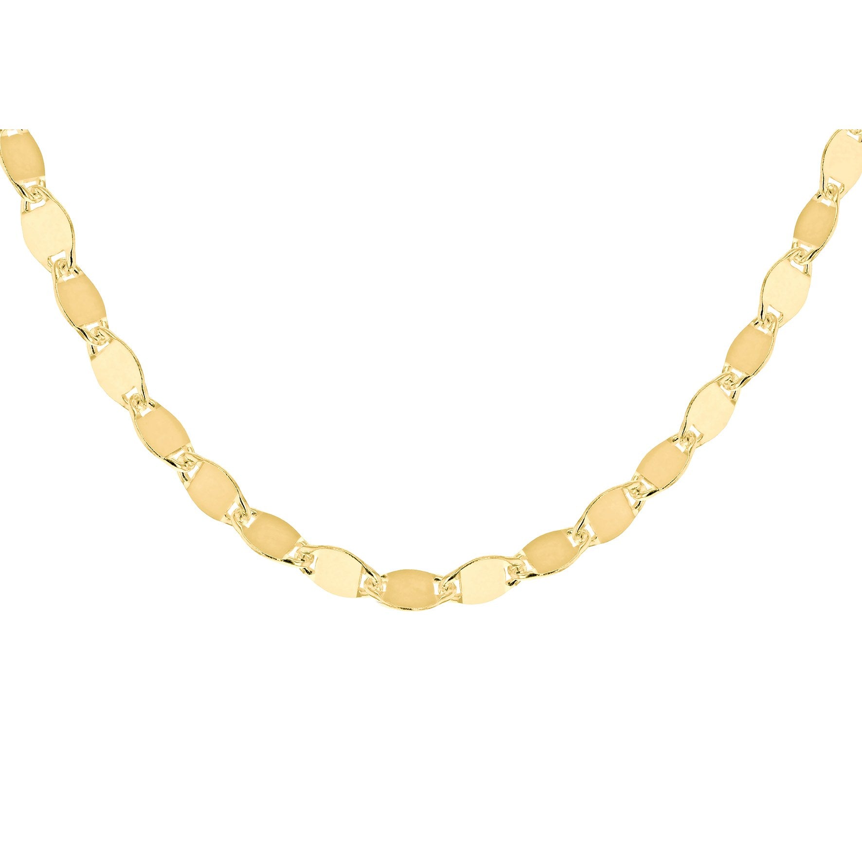 Sterling Silver Yellow Gold Plated Flat Mirror Gucci Link Necklace 18'