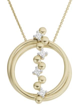 9ct Yellow Gold Diamond Double Circle Pendant