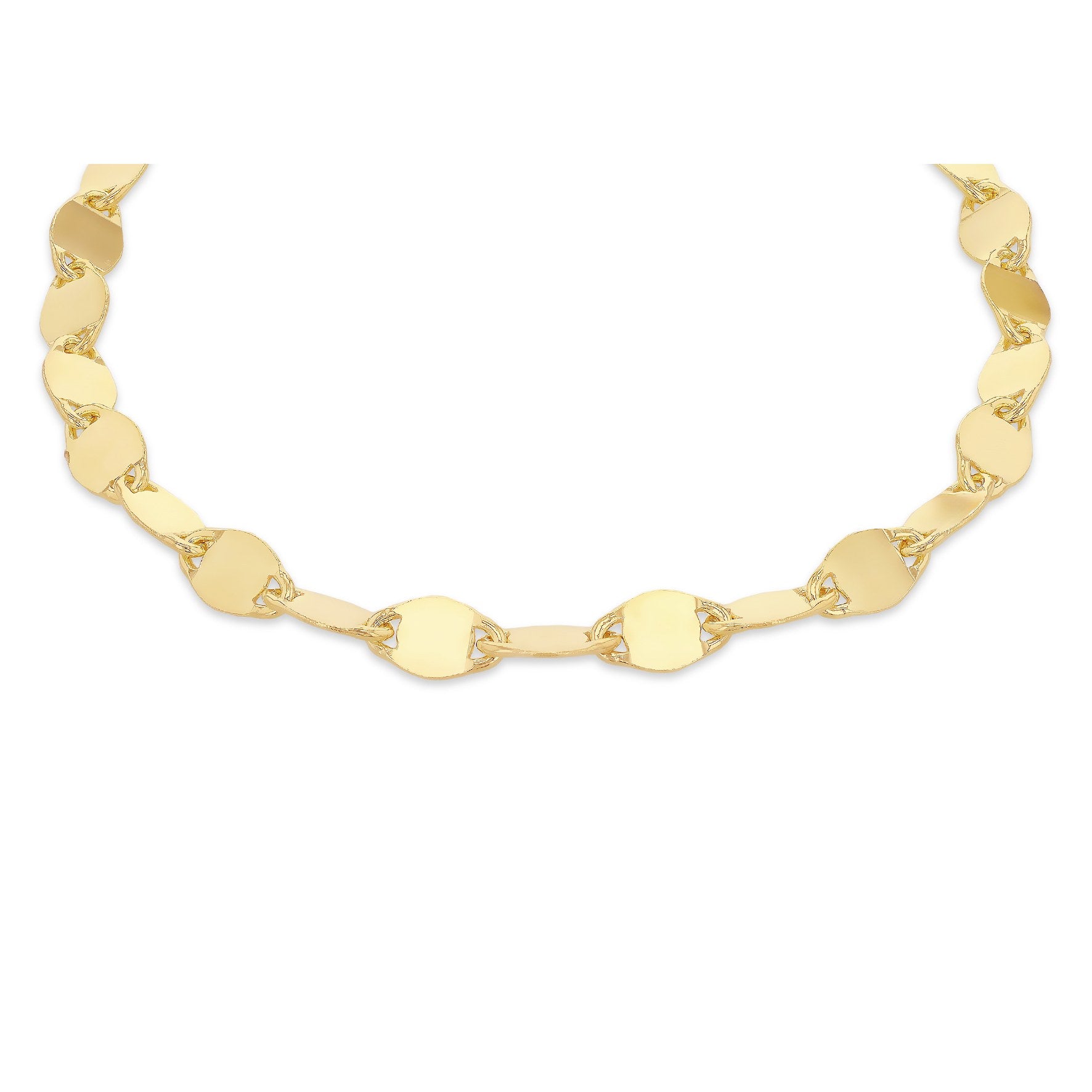 Sterling Silver Yellow Gold Plated Flat Mirror Gucci Link Bracelet 7'
