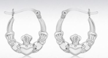 Sterling Silver Claddagh Creole Earrings 18 x 20.5mm