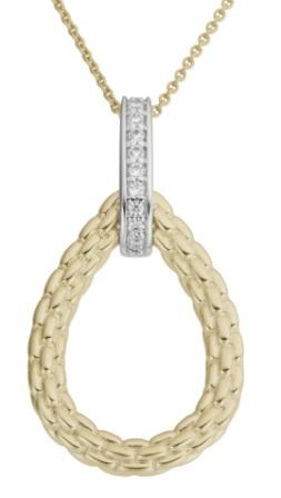 9ct Yellow and White Gold Diamond Pear Pendant