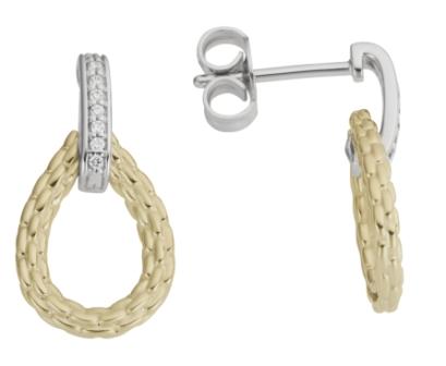 Elegant 9ct Two-Tone Gold Pear Diamond Drop Earrings