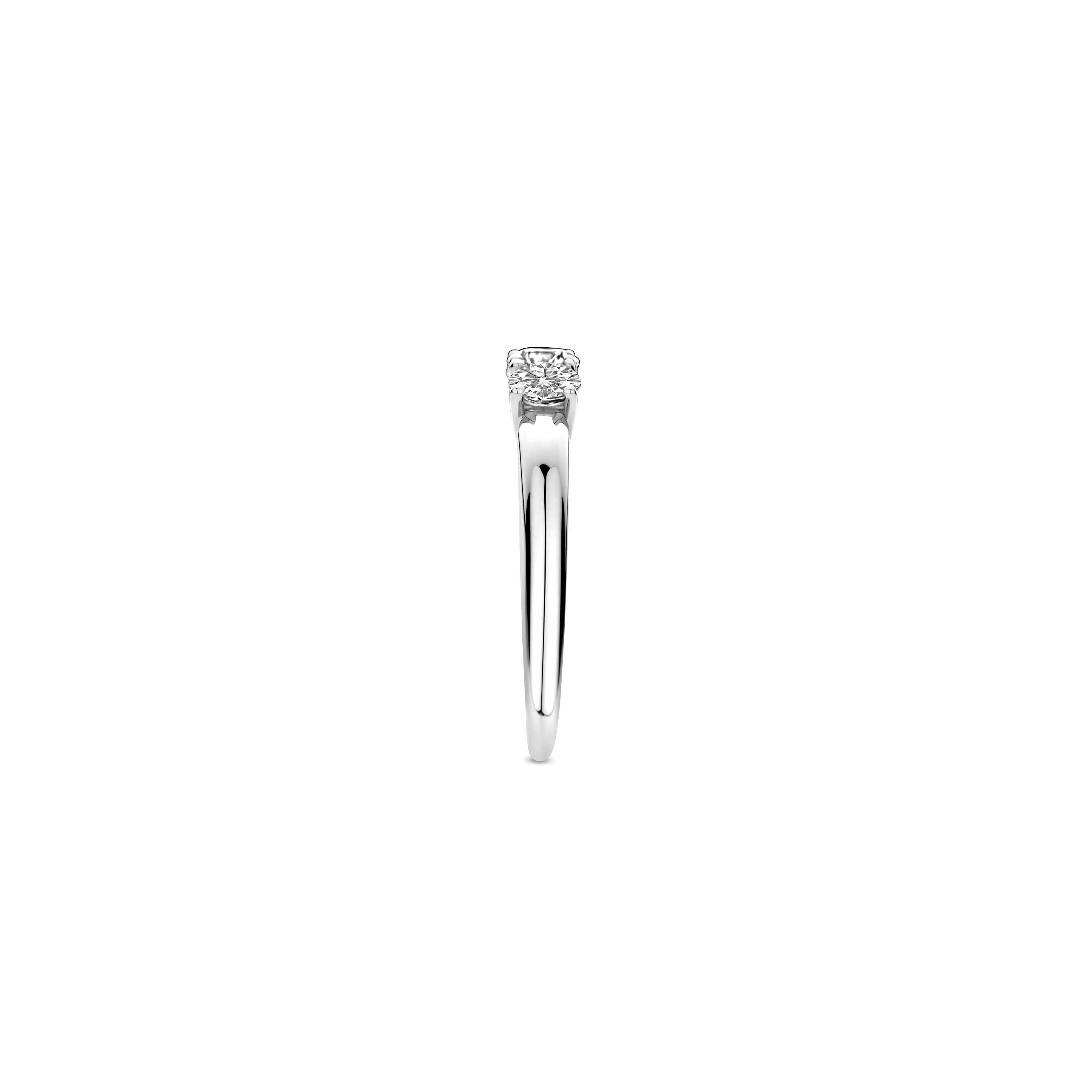Ti Sento Sterling Silver 3 Stone Cubic Zirconia Ring - 56