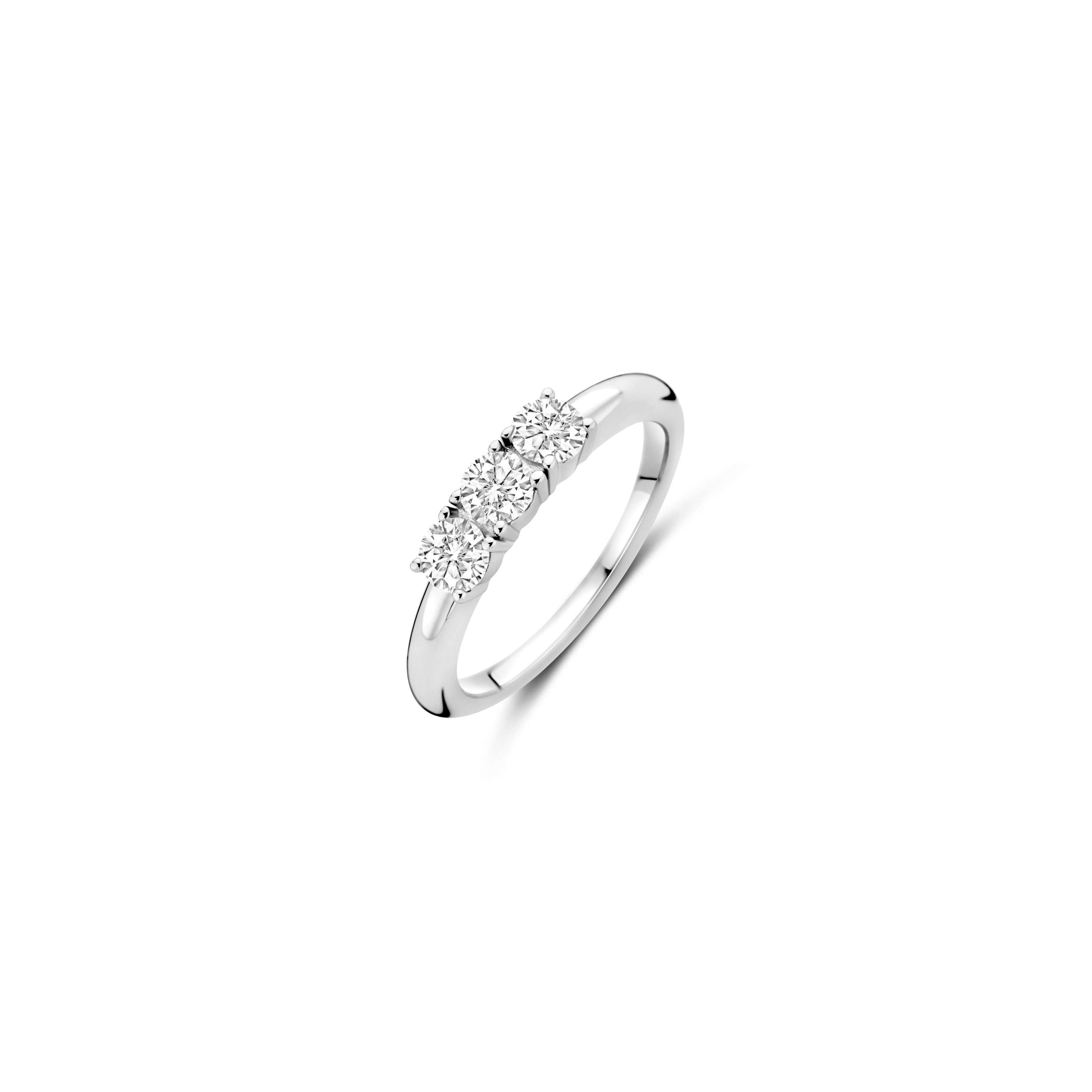 Ti Sento Sterling Silver 3 Stone Cubic Zirconia Ring - 56