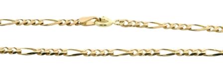 Vintage 9ct Yellow Gold Figaro Link Bracelet 7.5'