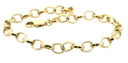 Vintage 9ct Yellow Gold Oval Link Bracelet 7.5'