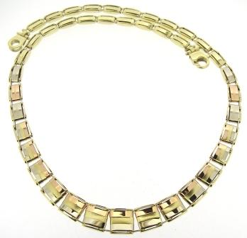 Vintage 9ct Yellow,White And Rose Gold Graduated Necklace 17.25'