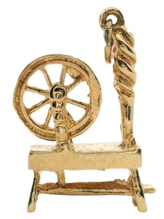 Vintage 9ct Yellow Gold Spinning Wheel Charm
