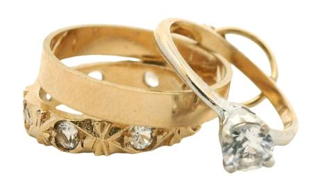 Vintage 9ct Yellow Gold Engagement, Wedding And Eternity Ring Charm