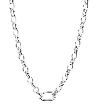 Thomas Sabo Sterling Silver Oval Belcher Link Charm Necklace With Connect Link 50cm