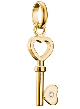 Thomas Sabo Sterling Silver Yellow Gold Plated Love Key Charm with Cubic Zirconia