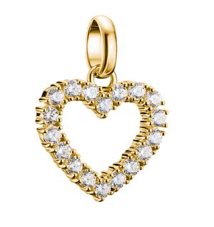 Thomas Sabo Sterling Silver Yellow Gold Plated Heart Charm with Cubic Zirconia