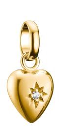 Thomas Sabo Yellow Gold Plated Sterling Silver Heart Charm With Engraved Star And Cubic Zirconia
