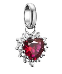 Thomas Sabo Sterling Silver Faceted Lab-Grown Ruby Heart Charm with Cubic Zirconia