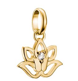 Thomas Sabo Sterling Silver Yellow Gold Plated Lotus Flower Charm with Cubic Zirconia