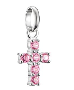 SS Pink CZ Cross Charm