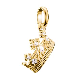 Thomas Sabo Sterling Silver Yellow Gold Plated Crown Charm with Cubic Zirconia